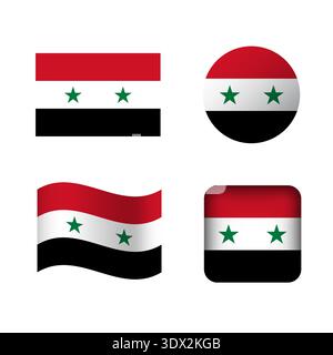 Vector Syria National Flag Icons Set, vector editable design, can be used for business or presentation design. Stock Vector