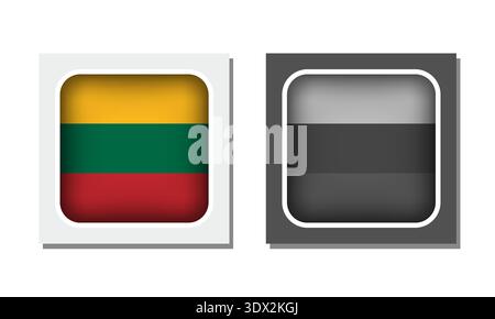Lithuania Square Rounded Flag Icon, vector editable design, can be used for business or presentation design. Stock Vector