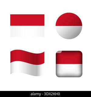 Vector Monaco National Flag Icons Set, vector editable design, can be used for business or presentation design. Stock Vector