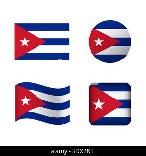 Vector Cuba National Flag Icons Set, vector editable design, can be used for business or presentation design. Stock Vector