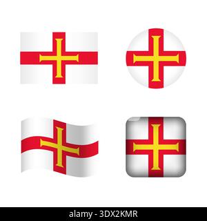 Vector Guernsey National Flag Icons Set, vector editable design, can be used for business or presentation design. Stock Vector