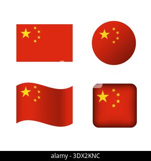 Vector China National Flag Icons Set, vector editable design, can be used for business or presentation design. Stock Vector