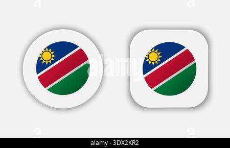 Namibia Rounded National Flag Button Icon, vector editable design, can be used for business or presentation design. Stock Vector