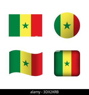 Vector Senegal National Flag Icons Set, vector editable design, can be used for business or presentation design. Stock Vector