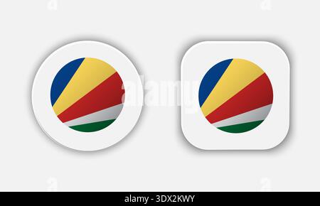 Seychelles Rounded National Flag Button Icon, vector editable design, can be used for business or presentation design. Stock Vector