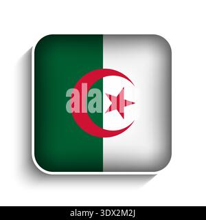 Vector Square Algeria Flag Icon, vector editable design, can be used for business or presentation design. Stock Vector