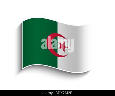 Vector Algeria Waving Flag Icon, vector editable design, can be used for business or presentation design. Stock Vector
