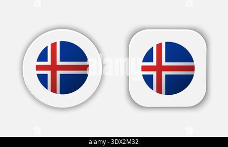 Iceland Rounded National Flag Button Icon, vector editable design, can be used for business or presentation design. Stock Vector