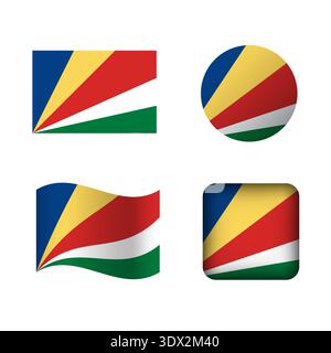 Vector Seychelles National Flag Icons Set, vector editable design, can be used for business or presentation design. Stock Vector