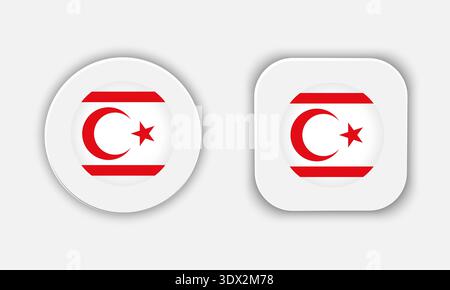Northern Cyprus Rounded National Flag Button Icon, vector editable design, can be used for business or presentation design. Stock Vector