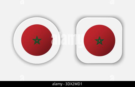 Morocco Rounded National Flag Button Icon, vector editable design, can be used for business or presentation design. Stock Vector