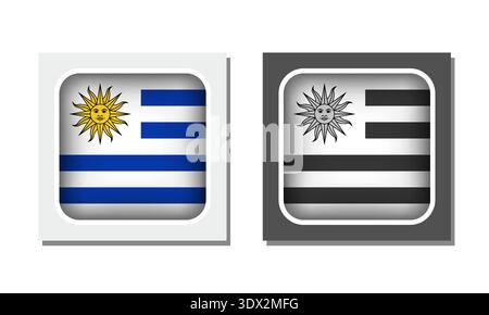 Uruguay Square Rounded Flag Icon, vector editable design, can be used for business or presentation design. Stock Vector