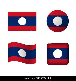 Vector Laos National Flag Icons Set, vector editable design, can be used for business or presentation design. Stock Vector