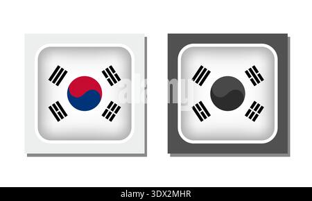 South Korea Square Rounded Flag Icon, vector editable design, can be used for business or presentation design. Stock Vector