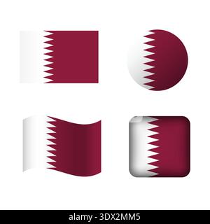 Vector Qatar National Flag Icons Set, vector editable design, can be used for business or presentation design. Stock Vector