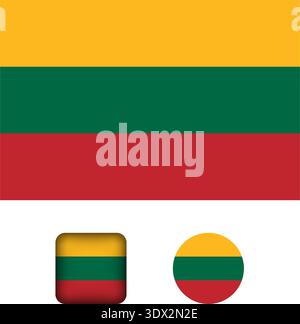 Lithuania Flag Flat Icons Collection, vector editable design, can be used for business or presentation design. Stock Vector