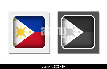 Philippines Square Rounded Flag Icon, vector editable design, can be used for business or presentation design. Stock Vector