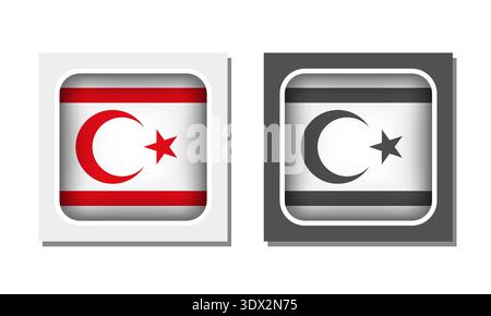 Northern Cyprus Square Rounded Flag Icon, vector editable design, can be used for business or presentation design. Stock Vector