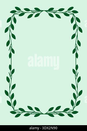 Green Rectangular Floral Border Frame With Purple Cherry Blossom Stock ...