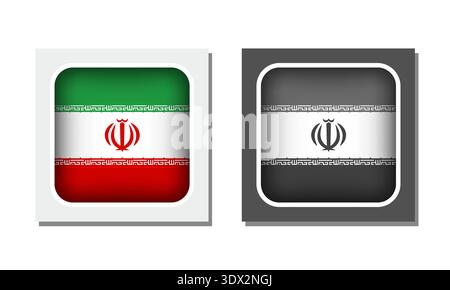 Iran Square Rounded Flag Icon, vector editable design, can be used for business or presentation design. Stock Vector