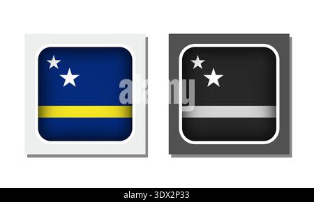 Curacao Square Rounded Flag Icon, vector editable design, can be used for business or presentation design. Stock Vector