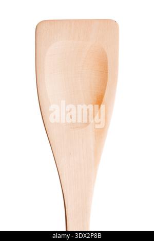 Close-up wooden (spatula) turner for cooking isolated on white. Stock Photo