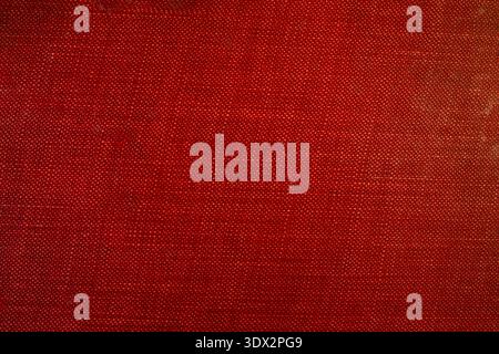 Textured red fabric hard book cover, dirty vintage  mockup Stock Photo