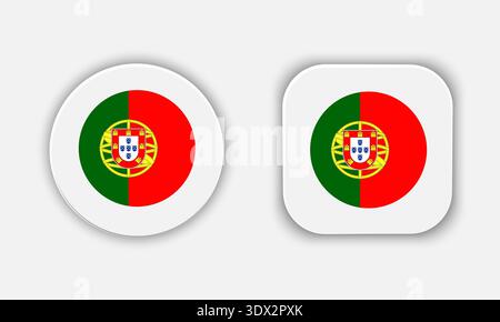 Portugal Rounded National Flag Button Icon, vector editable design, can be used for business or presentation design. Stock Vector