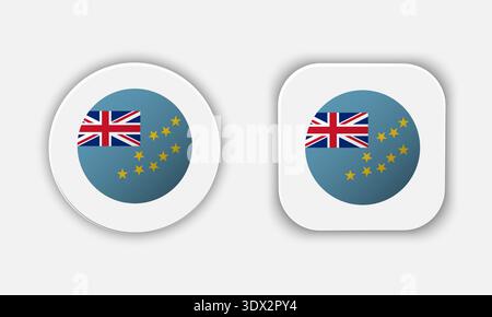 Tuvalu Rounded National Flag Button Icon, vector editable design, can be used for business or presentation design. Stock Vector