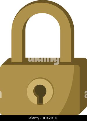 Simple gold padlock with keyhole representing security and locked access Stock Vector