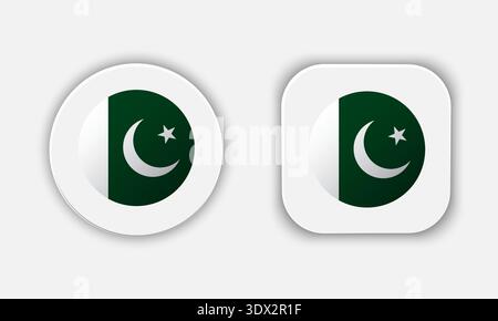 Pakistan Rounded National Flag Button Icon, vector editable design, can be used for business or presentation design. Stock Vector