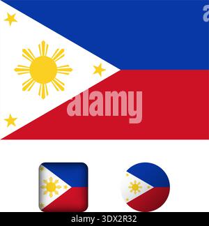 Philippines Flag Flat Icons Collection, vector editable design, can be used for business or presentation design. Stock Vector