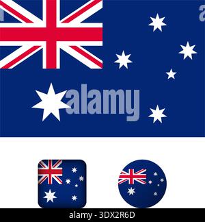 Australia Flag Flat Icons Collection, vector editable design, can be used for business or presentation design. Stock Vector