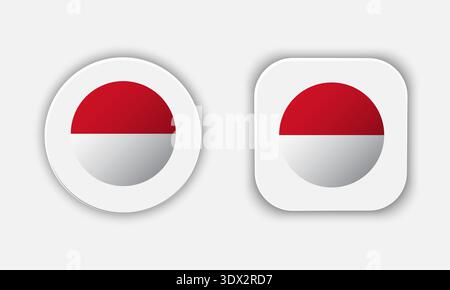 Indonesia Rounded National Flag Button Icon, vector editable design, can be used for business or presentation design. Stock Vector