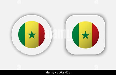Senegal Rounded National Flag Button Icon, vector editable design, can be used for business or presentation design. Stock Vector