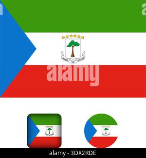 Equatorial Guinea Flag Flat Icons Collection, vector editable design, can be used for business or presentation design. Stock Vector