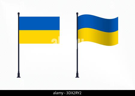Set Of Ukraine Flags Isolated For Independence Day Celebration, vector editable design, can be used for business or presentation design. Stock Vector