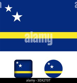 Curacao Flag Flat Icons Collection, vector editable design, can be used for business or presentation design. Stock Vector