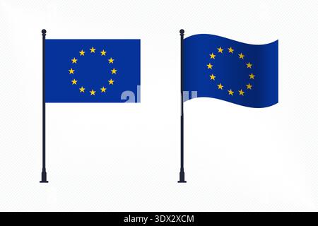 Set Of European Union Flags Isolated For Independence Day Celebration, vector editable design, can be used for business or presentation design. Stock Vector