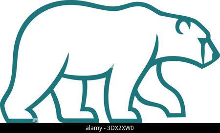 Line drawing of a polar bear walking in profile with simple outline style Stock Vector