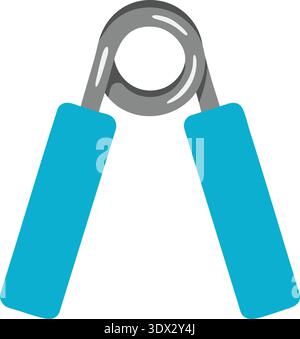 Hand grip strengthener with blue handles and metal spring in a simple flat style Stock Vector