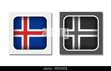Iceland Square Rounded Flag Icon, vector editable design, can be used for business or presentation design. Stock Vector