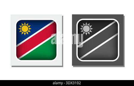 Namibia Square Rounded Flag Icon, vector editable design, can be used for business or presentation design. Stock Vector