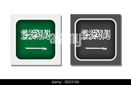 Saudi Arabia Square Rounded Flag Icon, vector editable design, can be used for business or presentation design. Stock Vector
