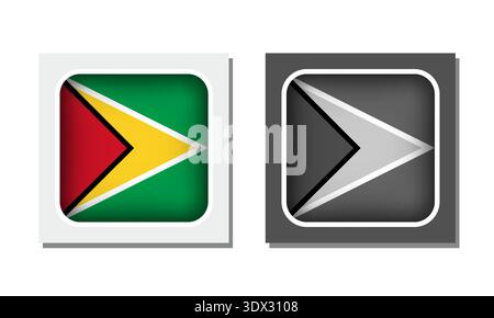 Guyana Square Rounded Flag Icon, vector editable design, can be used for business or presentation design. Stock Vector