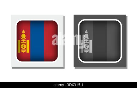 Mongolia Square Rounded Flag Icon, vector editable design, can be used for business or presentation design. Stock Vector