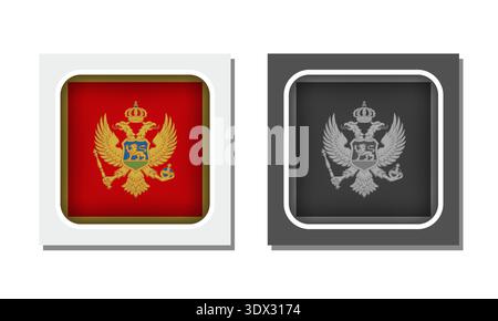 Montenegro Square Rounded Flag Icon, vector editable design, can be used for business or presentation design. Stock Vector