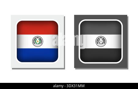 Paraguay Square Rounded Flag Icon, vector editable design, can be used for business or presentation design. Stock Vector