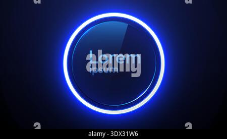 Abstract blue glowing circle with glossy effect on a dark background, ideal for modern tech designs. Vector illustration. Stock Vector