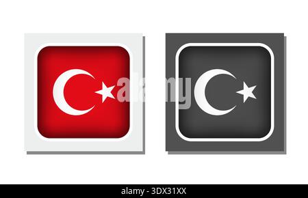 Turkey Square Rounded Flag Icon, vector editable design, can be used for business or presentation design. Stock Vector